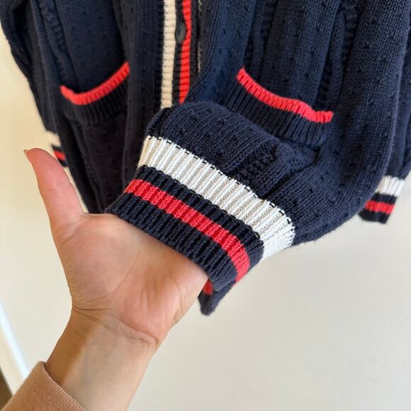 Vintage Best American Clothing Co. Cable-Knit Button Front Cardigan Blue M - Picture 7 of 7